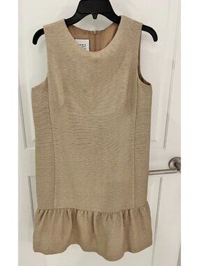 Akris Punto Dress Beige 100% Mulberry Silk Shift Size 10 Sake Exclusive